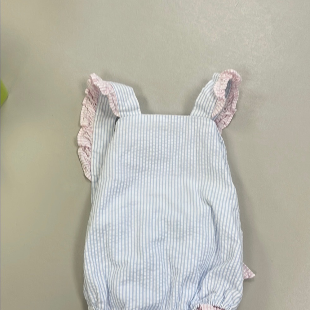 Striped Blue and Pink Ruffle Baby bubble